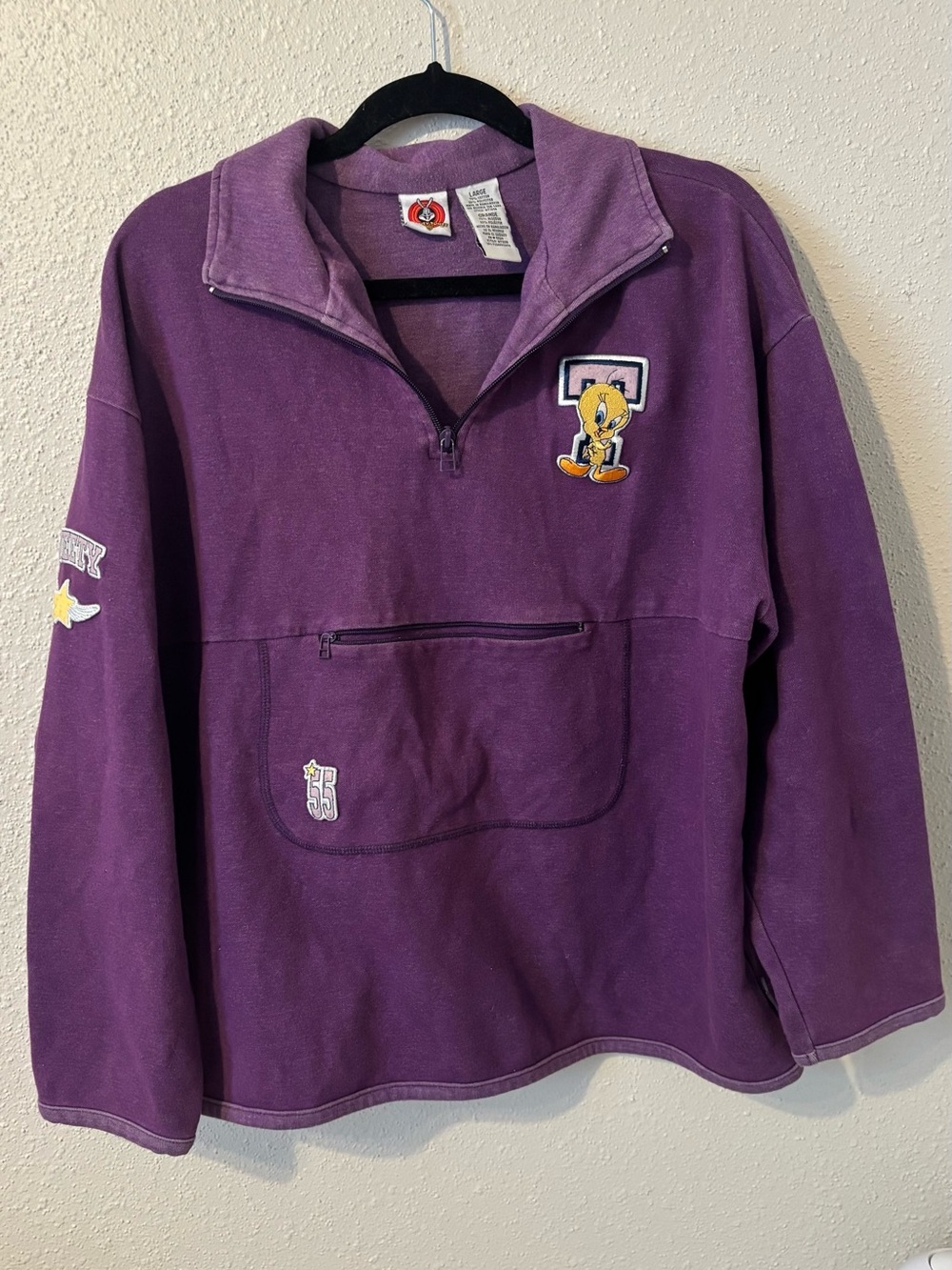 Warner Bros. Purple Tweety Quarter-Zip Pullover